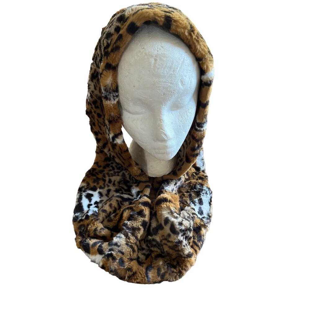 Adrienne Landau faux fur tiger print infinity scarf
